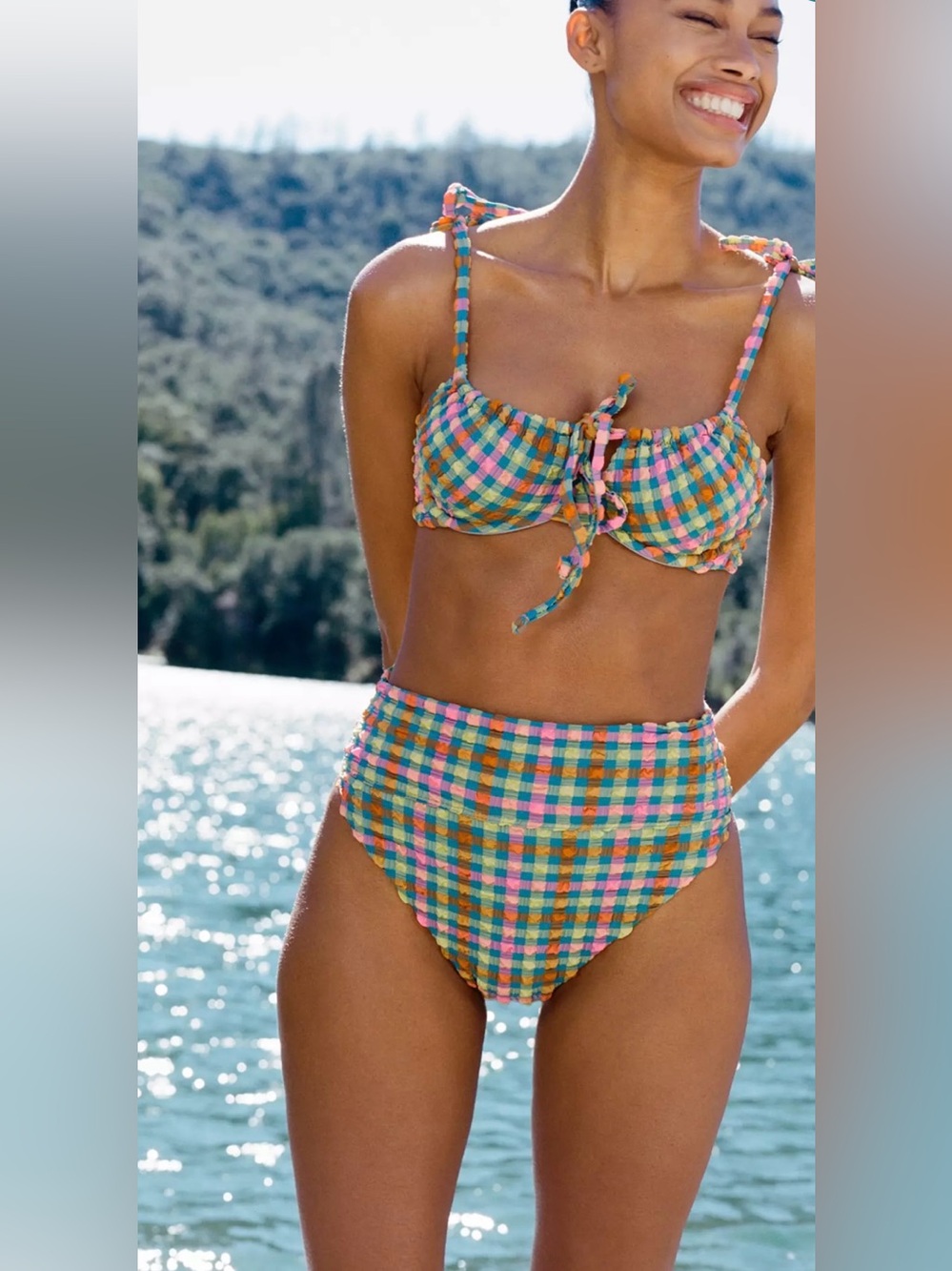 New Beach Riot Highway Sunny Side Gingham Bikini Swim Bottom size XL